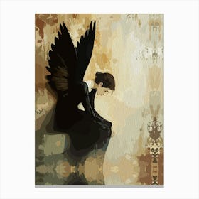 Fallen Grace – Melancholic Angel Reflection Canvas Print