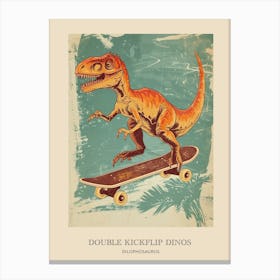 Dilophosaurus Vintage Dinosaur Poster 2 Canvas Print