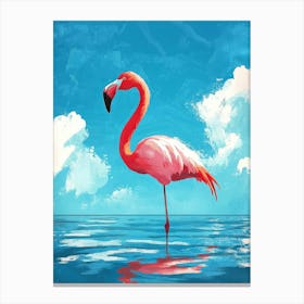 Flamigo Standing On The Sea Against Summer Blue Sky Canvas Print