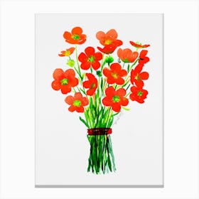 Red Poppies watercolor artwork Canvas Print