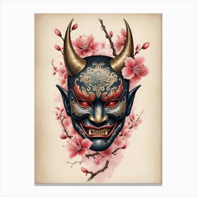 Floral Irezumi The Traditional Japanese Tattoo Hannya Mask (10) Canvas Print