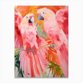 Pink Ethereal Bird Painting Macaw 3 Canvas Print