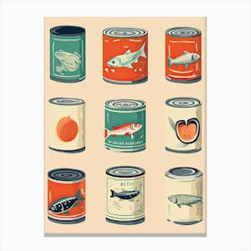 Vintage Tinned Fish, Sardines Illustration 3 Canvas Print