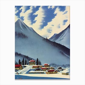 Niseko, Japan Ski Resort Vintage Landscape 3 Skiing Poster Canvas Print