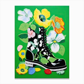 Sneaker Bloom Bouquet: Floral Footwear Artistry Canvas Print
