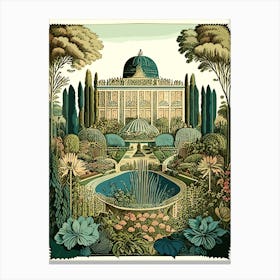 Gardens Of The Royal Palace Of Caserta, Italy Vintage Botanical Canvas Print