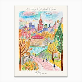 Poster Of Ottawa, Dreamy Storybook Illustration 1 Canvas Print