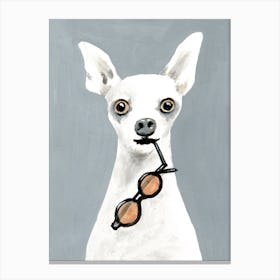 Chihuahua With Spectacles Canvas Print