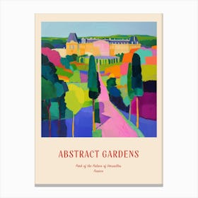 Colourful Gardens Park Of The Palace Of Versailles France 3 Red Poster Canvas Print