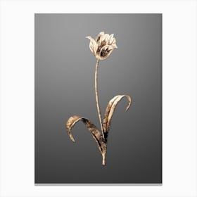 Gold Botanical Didier's Tulip on Soft Gray Canvas Print