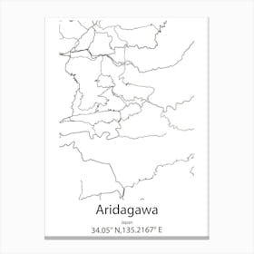 Aridagawa,Japan Minimalist Map Canvas Print