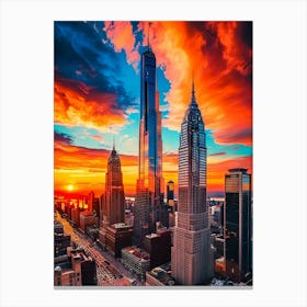 Sunset In New York City 3 Canvas Print