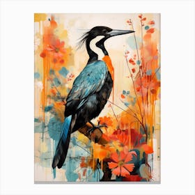 Bird Painting Collage Cormorant 3 Canvas Print