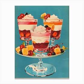 Strawberry Trifle With Jelly Vintage Cookbook Inspired 3 Canvas Print