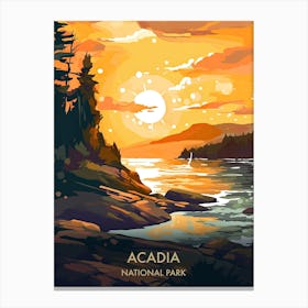 Acadia National Park Travel Poster Illustration Style 4 Canvas Print