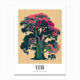 Yew Tree Colourful Illustration 4 Poster Canvas Print