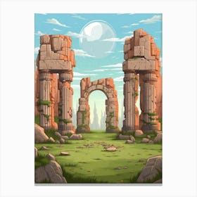 Stonehenge Pixel Art 3 Canvas Print