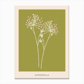 Pink & Green Gypsophila Flower Poster Canvas Print