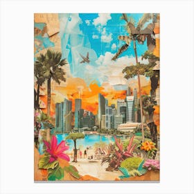 Singapore   Retro Collage Style 4 Canvas Print