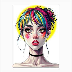 Girl With Colorful Hair 1 Canvas Print