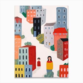 San Francisco, California Scene, Tiny People And Illustration 8 Canvas Print