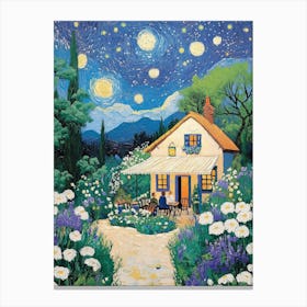 Starry Night At The Cottage Canvas Print