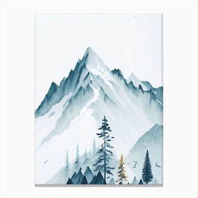 Mountain And Forest In Minimalist Watercolor Vertical Composition 113 Canvas Print