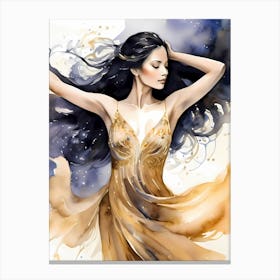 The Dance of the Divine: Watercolour and Ink Fusion Artwork Canvas Print