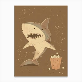 A Shark & Popcorn Muted Pastels 2 Canvas Print