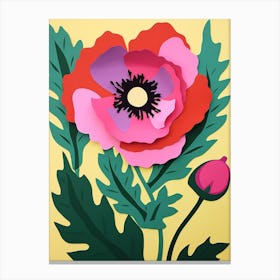 Cut Out Style Flower Art Poppy 3 Canvas Print