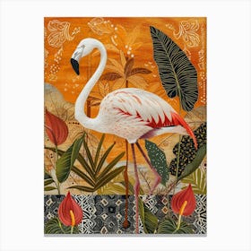 Greater Flamingo And Anthurium Boho Print 3 Canvas Print