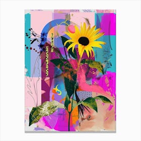 Black Eyed Susan 3 Neon Flower Collage Canvas Print