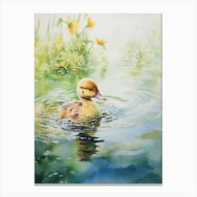Duckling Splashing Around 2 Canvas Print