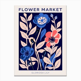 Blue Flower Market Poster Gloriosa Lily 2 Canvas Print