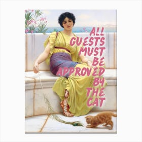 All guests must be approved by the cat trendy wall art vintage altered Canvas Print