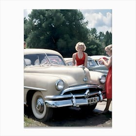 50's Era Community Car Wash Reimagined - Hall-O-Gram Creations 5 Canvas Print