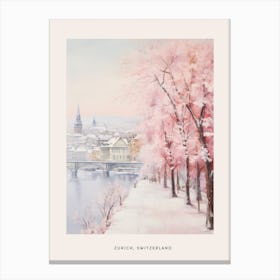 Dreamy Winter Painting Poster Zurich Switzerland 2 Canvas Print