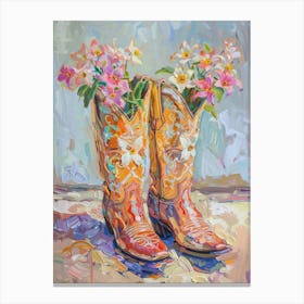 Cowboy Boots And Wildflowers Trillium Canvas Print