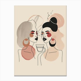 Two Women Drinking Coffee Canvas Print