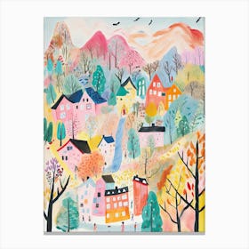 Seoul, Dreamy Storybook Illustration 1 Canvas Print