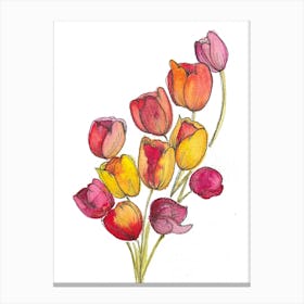 Watercolor Tulips Canvas Print