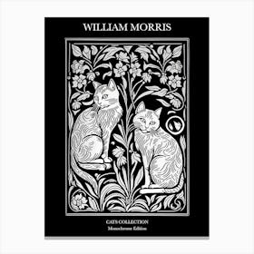 William Morris  Style Cats Collection Black And White 1 Canvas Print