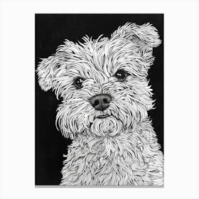 Maltese Dog Line Drawing Sketch 2 Canvas Print