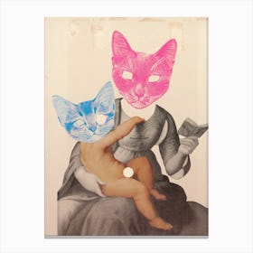 Catomania, Pink And Blue Canvas Print