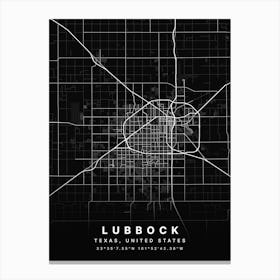 Lubbock Texas USA Black Map Canvas Print