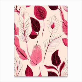 Pink Leaves Seamless Pattern Canvas Print