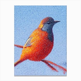 European Robin Pointillism Bird Canvas Print