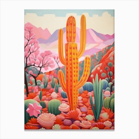 Cactus In The Desert Painting Bishops Cap Cactus 2 Canvas Print