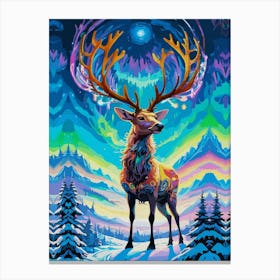 Aurora Stag Magic In The Night Canvas Print