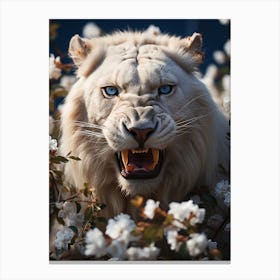 Floral white lion roar Canvas Print
